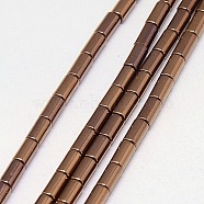 Electroplate Non-magnetic Synthetic Hematite Beads Strands, Column, Grade A, Copper Plated, 5x3mm, Hole: 1mm, about 80pcs/strand, 16 inch(G-J162-C-06)