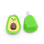 Resin Pendants, with Platinum Iron Finding, Avocado, Lime, 25x16x8mm, Hole: 2mm(RESI-TAC0001-87)