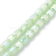 Imitation Jade Glass Beads Strands, Faceted, Barrel, Pale Green, 9x8mm, Hole: 1.2mm, about 80pcs/strand, 27.64''(70.2cm)(EGLA-K015-04C)