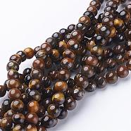 Gemstone Strands, Grade, Round, Tiger Eye, about 6mm in diameter, 65 beads per strand hole:about 0.8mm, about 15-16 inch(GSR6MMC014-B)