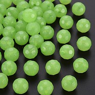 Imitation Jelly Acrylic Beads, Faceted, Round, Light Green, 12x11.5mm, Hole: 1.8mm, about 560pcs/500g(MACR-S373-97B-E06)
