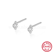 Sterling Sliver Stud Earrings, with Cubic Zirconia, with 925 Stamp, Platinum, 5.1mm(VC4044-1)