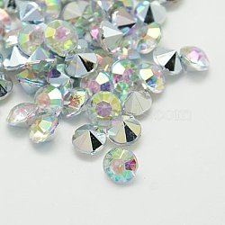 Imitation Taiwan Acrylic Rhinestone Pointed Back Cabochons, Faceted, Diamond, AB Color, Clear AB, 2x1.5mm(GACR-A003-2mm-17)