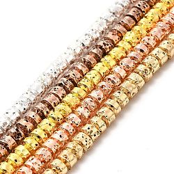Electroplated Natural Lava Rock Beads Strands, Rondelle, Mixed Color, 3x4.5mm, Hole: 1mm, about 127~128pcs/strand, 15.75~15.94 inch(40~40.5cm)(G-G984-14)