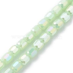 Imitation Jade Glass Beads Strands, Faceted, Barrel, Pale Green, 9x8mm, Hole: 1.2mm, about 80pcs/strand, 27.64''(70.2cm)(EGLA-K015-04C)