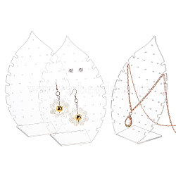 Elite 3Pcs Acrylic Earring Stands Displays, Leaf, Clear, 4.6x10x15.2cm(EDIS-PH0001-12)