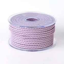 Braided Cowhide Cord, Leather Jewelry Cord, Jewelry DIY Making Material, Plum, 3mm, about 21.87 yards(20m)/roll(WL-I003-3mm-B-13)