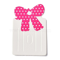 Paper Hair Clip Display Cards, Rectangle with Bowknot, Deep Pink, 7.9x5x0.04cm, Hole: 6mm(CDIS-C001-02)