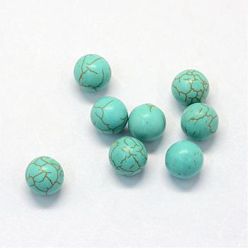 Synthetic Turquoise Beads, Gemstone Sphere, Round, Dyed, No Hole/Undrilled, Turquoise, 6mm