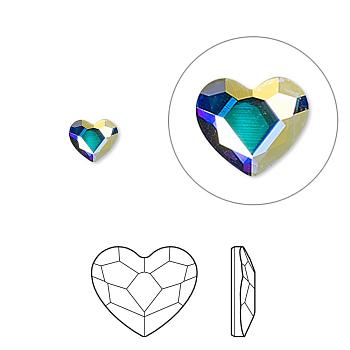 Austrian Crystal Rhinestone, 2808, Crystal Passions, Foil Back, Faceted Heart, 101_Crystal+AB, 14x12x3mm