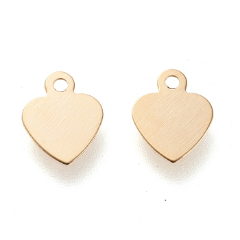 304 Stainless Steel Charms, Laser Cut, Stamping Blank Tag, Heart, Golden, 7.5x6.5x0.2mm, Hole: 1mm