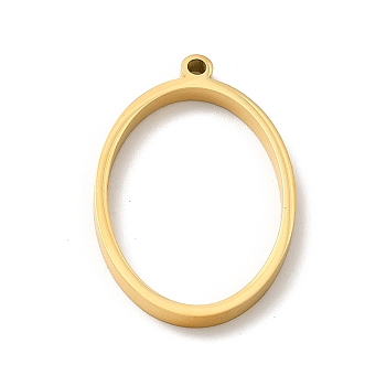 Ion Plating(IP) 304 Stainless Steel Open Back Bezel Pendants, For DIY UV Resin, Epoxy Resin, Pressed Flower Jewelry, Oval, Real 24K Gold Plated, 35x23x3mm, Hole: 2mm