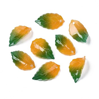 Autumn Theme Plastic Pendants, Leaf, Orange, 22.5~23x13~13.5x4mm, Hole: 1.2mm