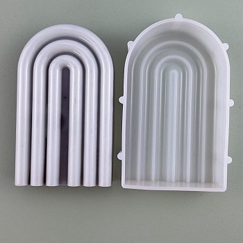 DIY Food Grade Silicone Arch Shape Candle Molds, for Scented Candle Making, White, 11.4x7.3x2.4cm