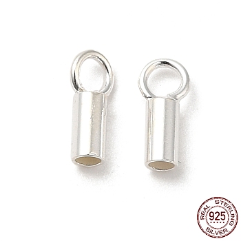 925 Sterling Silver Cord Ends, End Caps, Column, Silver, 7x3x2mm, Hole: 1.8mm, Inner Diameter: 1.5mm