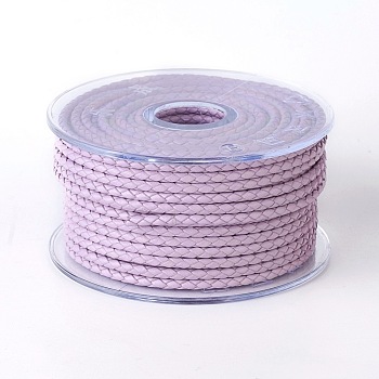 Braided Cowhide Cord, Leather Jewelry Cord, Jewelry DIY Making Material, Plum, 3mm, about 21.87 yards(20m)/roll