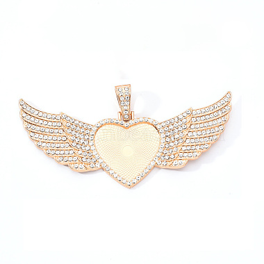 Light Gold Heart Alloy+Rhinestone Pendants