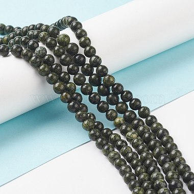Perles en pierre de serpentine naturelle / dentelle verte(G-S259-15-6mm-1)-4