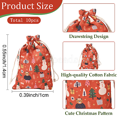 10Pcs 5 Colors Christmas Theme Cloth Printed Storage Bags(ABAG-YW0001-16)-2