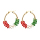 Christmas Theme Glass Seed Braided Hoop Earrings(EJEW-TA00106)-1