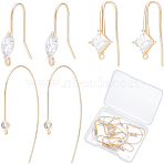 12Pcs 3 Styles Brass Earring Hooks, with Horizontal Loop, with Clear Cubic Zirconia, Real 18K Gold Plated, 23~49x4~9m, Hole: 1.2~1.6mm, 18~21 Gauge, Pin: 0.7~1mm, 4pcs/style(ZIRC-BBC0003-18)