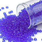 TOHO 8/0 Round Beads, Japanese Seed Beads, (942) Transparent Sapphire, 8/0, 3mm, Hole: 1mm, about 222pcs/10g(X-SEED-TR08-0942)