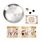 201 Stainless Steel Steel Incense Holders, with Magnetic Sheets, Flat Round, Golden & Stainless Steel Color, 142x13.5mm(AJEW-P131-03)