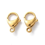 304 Stainless Steel Lobster Claw Clasps, Real 18K Gold Plated, 16x10.5x4.5mm, Hole: 2mm(STAS-V007-01F-G)