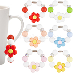6Pcs Silicone Cup Charms, Flower & Round, Mixed Color, 155mm(HJEW-SC00118)