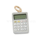 Spray Painted Brass Pendants, Calculator Charms, Golden, Gainsboro, 17x11x3.5mm, Hole: 3.8mm(KK-CBAEB58-07B)