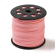 Glitter Powder Faux Suede Cord, Faux Suede Lace, Pink, 3mm, 100yards/roll(300 feet/roll)(LW-D001-1007)