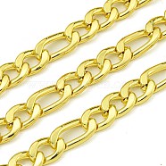 304 Stainless Steel Figaro Chains, Unwelded, with Spool, Real 18K Gold Plated, 9~12x6x2mm(CHS-G036-10G)