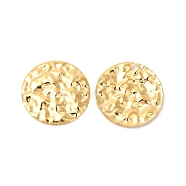 Ion Plating(IP) 304 Stainless Steel Pendants, Hammered Flat Round Charms, Real 18K Gold Plated, 29.5x2.5mm, Hole: 2.5mm(STAS-L268-029G)