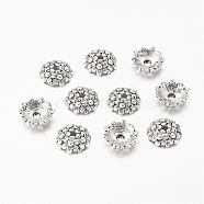 Tibetan Style Alloy Bead Caps, Lead Free & Cadmium Free, Flower, Antique Silver, about 11mm in diameter, 3.5mm thick, hole: 2mm(X-LF1650Y)