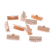 304 Stainless Steel Ribbon Crimp Ends, Rose Gold, 7x15x5.5mm, Hole: 1.5mm(STAS-L244-51A-RG)