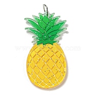 Printed Acrylic Pendants, with Iron Jump Ring, Pineapple, 44x21x2.5mm, Hole: 5.5mm(OACR-G030-02C)
