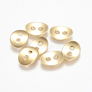 304 Stainless Steel Button, Oval, Golden, 13.5x10.5x1.5mm, Hole: 2mm(STAS-K149-18G)