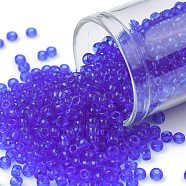 TOHO Round Seed Beads, Japanese Seed Beads, (942) Transparent Sapphire, 8/0, 3mm, Hole: 1mm, about 222pcs/10g(X-SEED-TR08-0942)