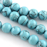 Synthetical Turquoise Gemstone Round Bead Strands, Dyed, Light Sky Blue, 5mm, Hole: 1mm, about 86pcs/strand, 15.7 inch(TURQ-R035-5mm-03)