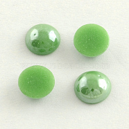 Pearlized Plated Opaque Glass Cabochons, Half Round/Dome, Dark Sea Green, 7.5~8x3~4mm(PORC-S801-8mm-08)