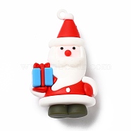PVC Plastic Big Pendants, Father Christmas with Gift, Red, 57.5x36x18mm, Hole: 3mm(KY-C009-26)