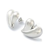 Rack Plating Brass Heart Stud Earrings for Valentine's Day, Lead Free & Cadmium Free, Platinum, 19x18.5mm(EJEW-Q780-06P)