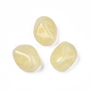 Opaque Acrylic Beads, Two Tone Color, with Glitter Powder, Nuggets, Lemon Chiffon, 25.5x20x12.5mm, Hole: 2mm, about 135pcs/500g(MACR-N009-022A)