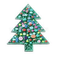 Christmas Theme Acrylic Pendants, Green, Christmas Tree, 37.5x31x2mm, Hole: 1.5mm(OACR-A034-01G)