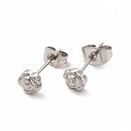 304 Stainless Steel Flower Stud Earrings for Women, Stainless Steel Color, 5x5mm, Pin: 0.7mm(EJEW-C004-04P)