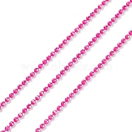 Spray Painted Brass Faceted Ball Chains, Soldered, with Spool, Round, Fuchsia, 1.5mm(CHC-K011-35J)