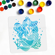 PET Hollow Out Drawing Painting Stencils, for DIY Scrapbook, Photo Album, Mermaid Pattern, 300x300mm(DIY-WH0402-014)