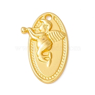Alloy Pendents, Oval with Cupid/Cheru, Matte Gold Color, 20x12x2.5mm, Hole: 1.5mm(PALLOY-F282-01MG)