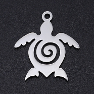 304 Stainless Steel Pendants, Tortoise, Stainless Steel Color, 19x17x1mm, Hole: 1.5mm(A-STAS-N090-JN865-1)