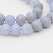 Natural Blue Lace Agate Round Bead Strands, 4mm, Hole: 1mm, about: 98pcs/strand, 15.7 inch(G-P070-15-4mm)
